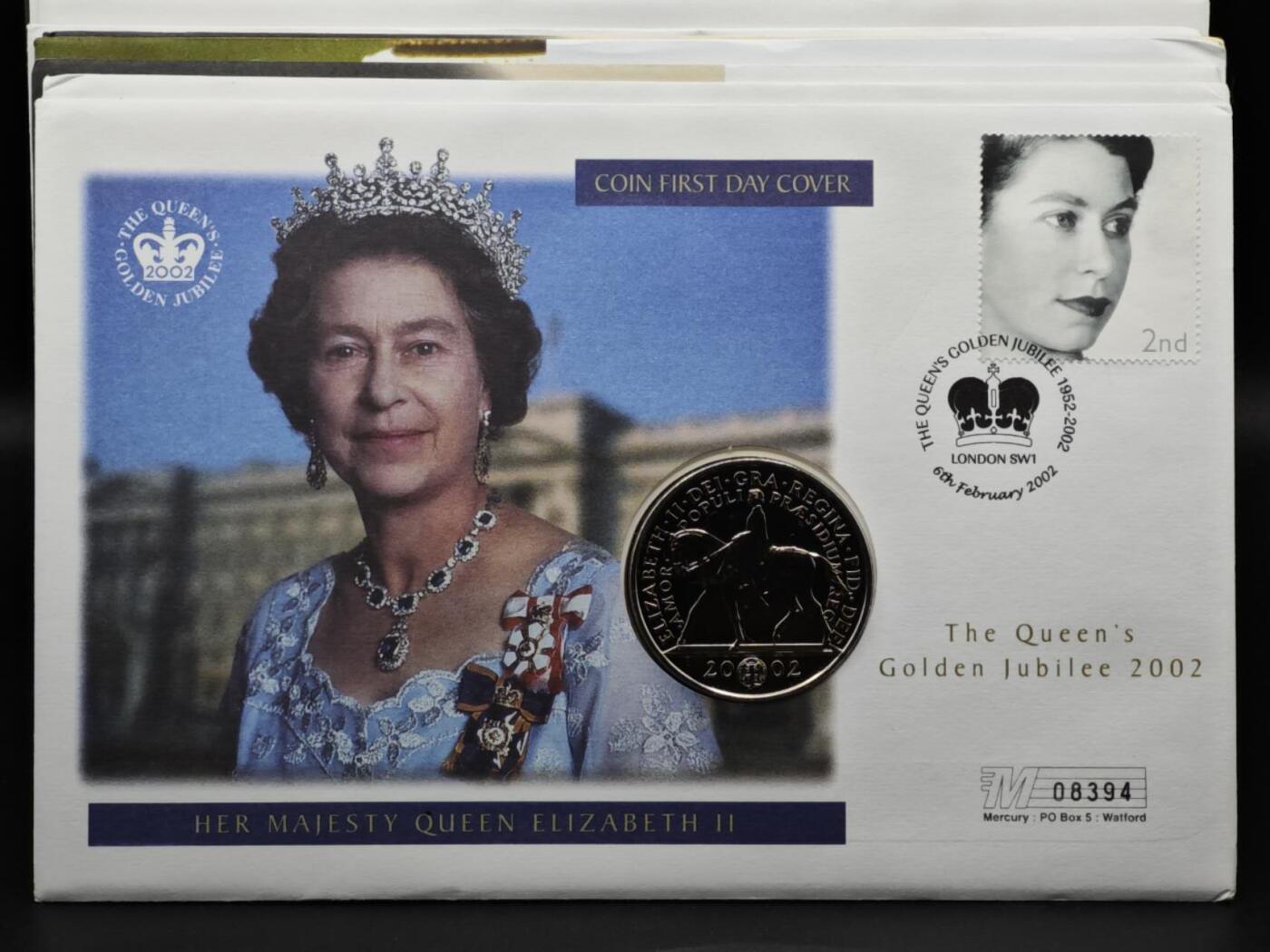 【淘币小摊】限时拍第八百六十二拍  克朗币邮币封场  满百包邮可预留两周  周一统一发货  英国2002年女王登基金禧5镑纪念币邮币封