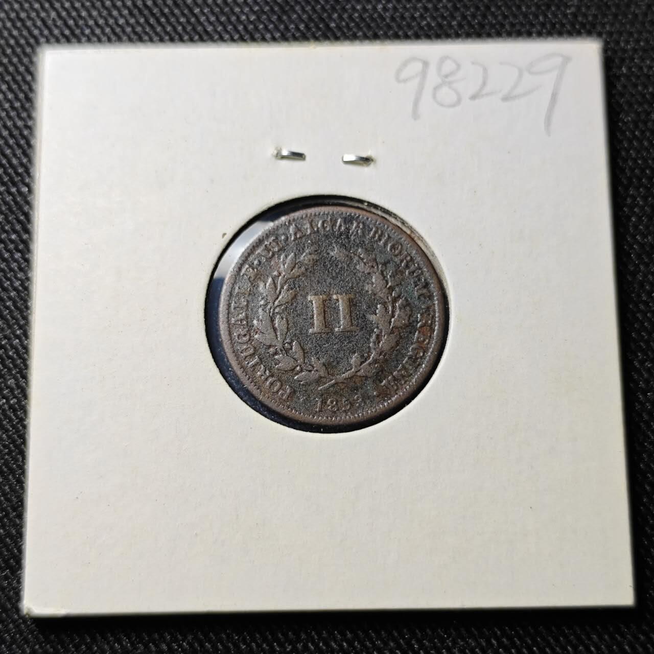 KK钱币收藏小铺  第398期 百期特拍（四拍之二） 2月预留时间 周末发货 1852 葡属莫桑比克 2Reis铜币 玛利亚二世 少见殖民地