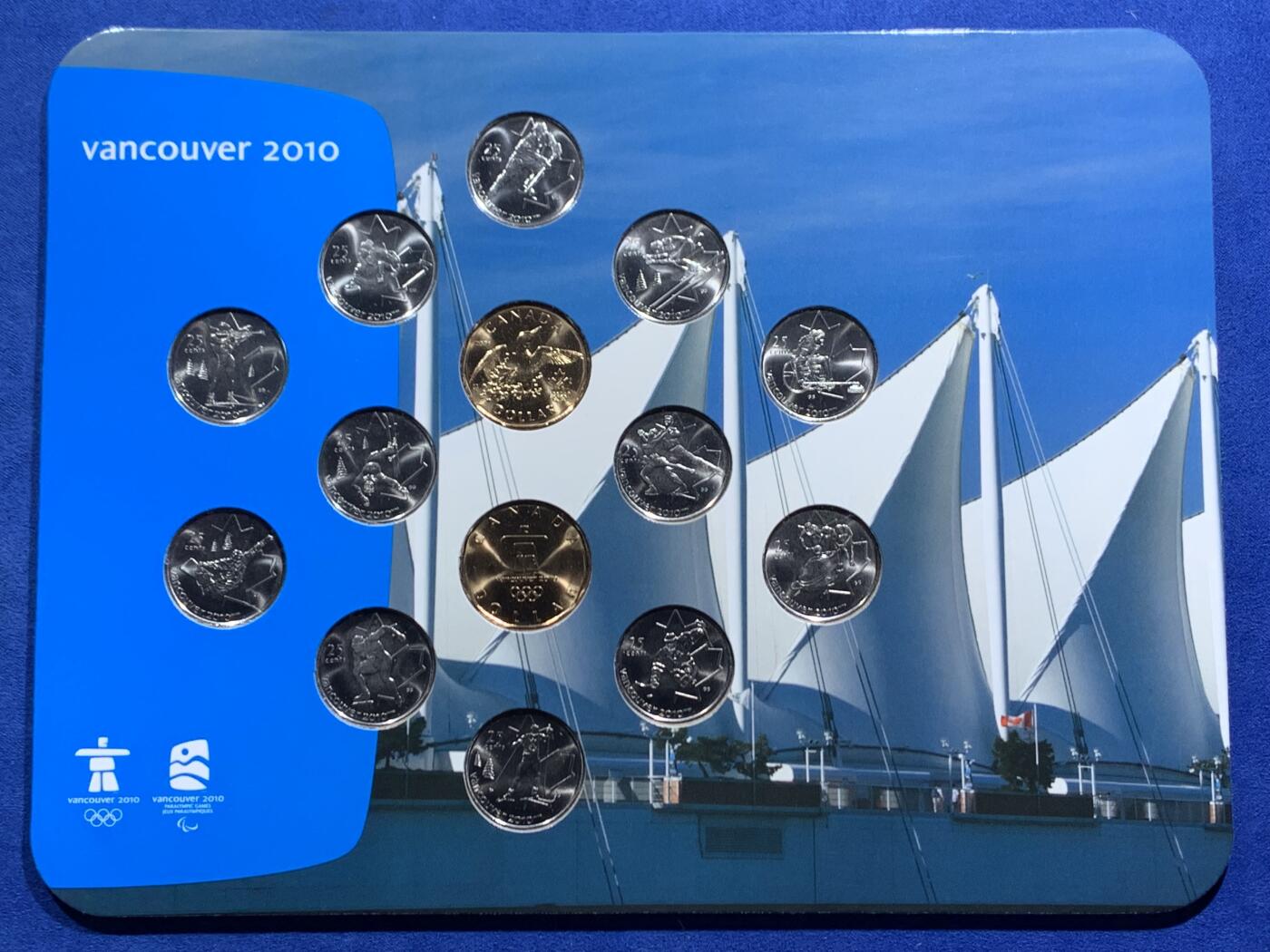 《竞宝斋》第463-465场 周日，周一，周二，3场连拍 （全场包邮）欢迎送拍 加拿大混年份纪念套币 温哥华冬季奥运会和残奥会14枚纪念币2007/2008/2009/2010年 大卡装
