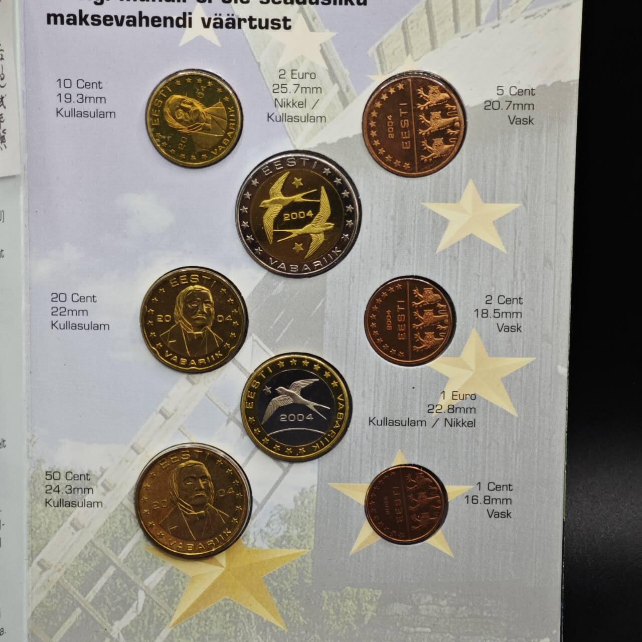 【淘币小摊】实时拍第八百六十一拍   银币套币场   满百包邮可预留二周 每周一统一发货   爱沙尼亚2004年欧元型样币