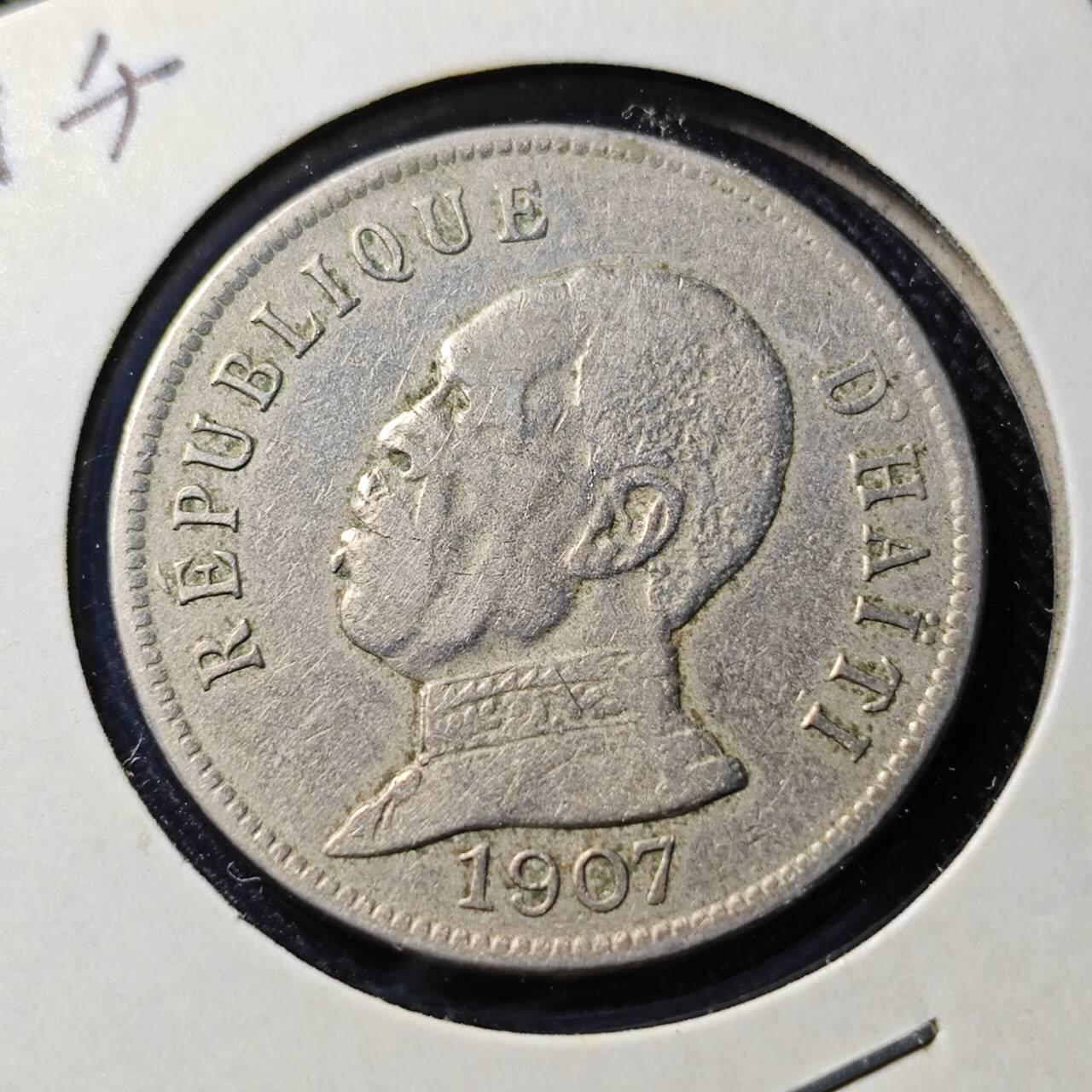 KK钱币收藏小铺  第398期 百期特拍（四拍之二） 2月预留时间 周末发货  1907海地50分镍币