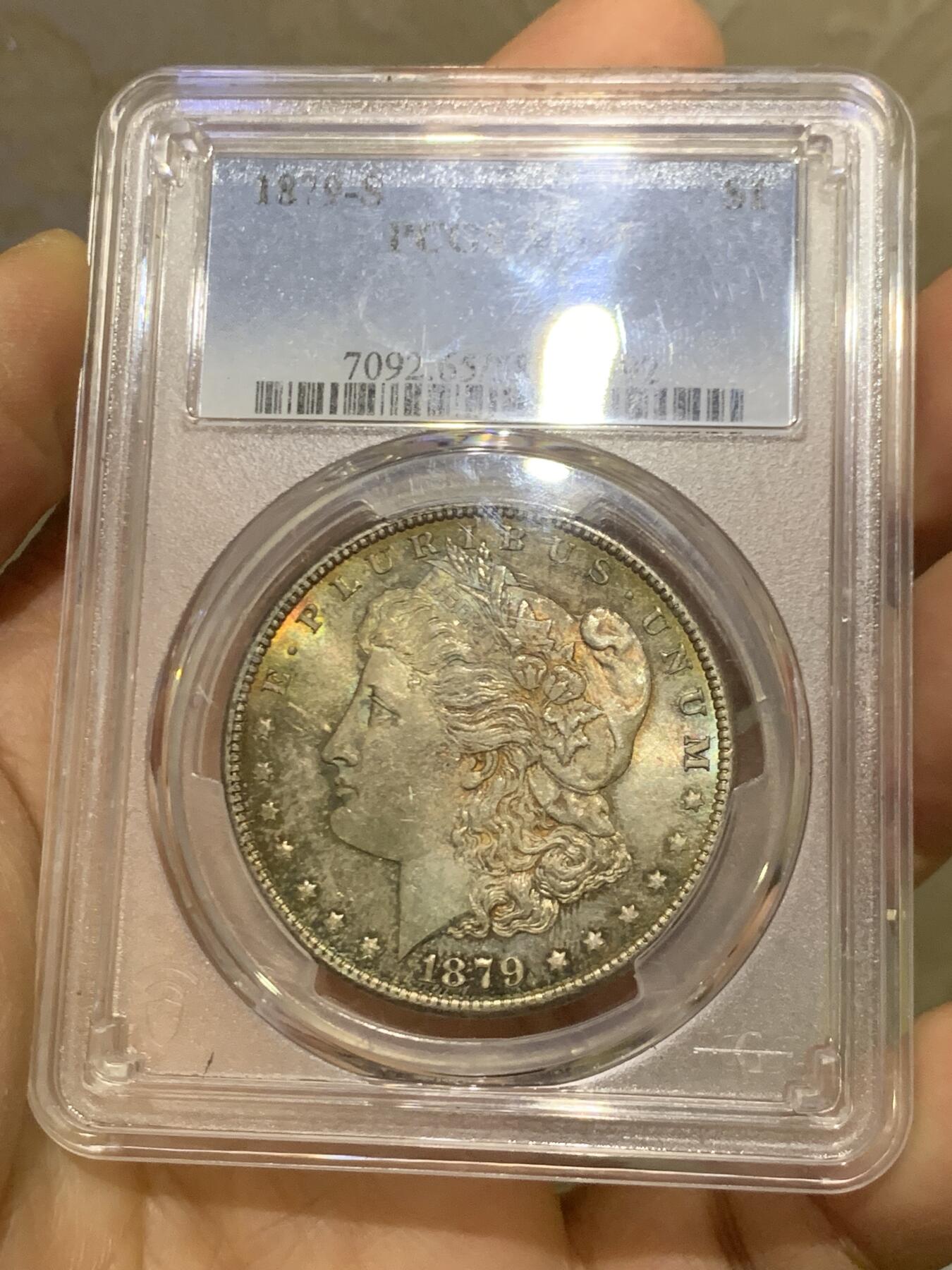 《竞宝斋》第463-465场 周日，周一，周二，3场连拍 （全场包邮）欢迎送拍 PCGS MS65 美国 1879年 摩根 1美元 银币