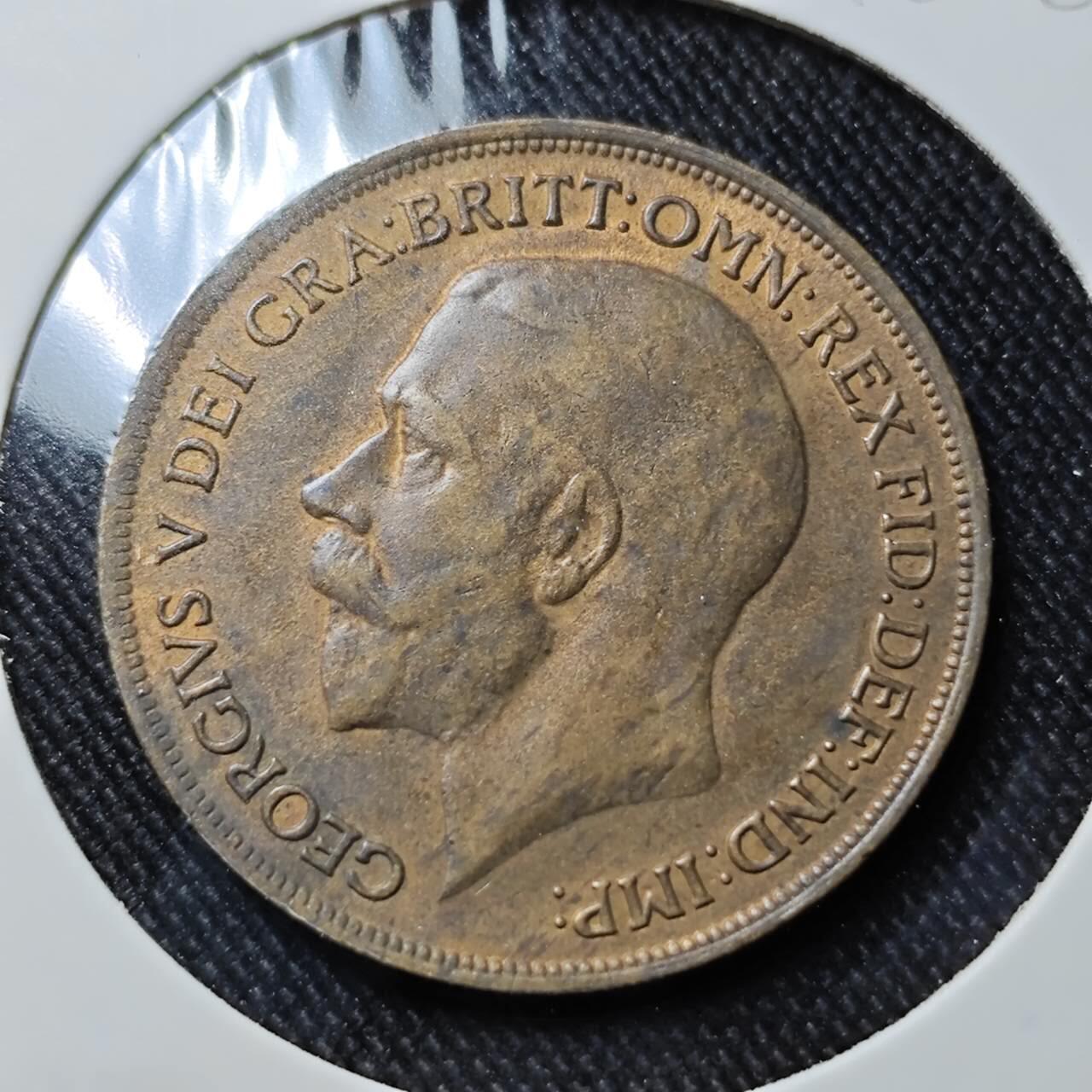 KK钱币收藏小铺  第398期 百期特拍（四拍之二） 2月预留时间 周末发货  1915英国1便士铜币 乔五 好品