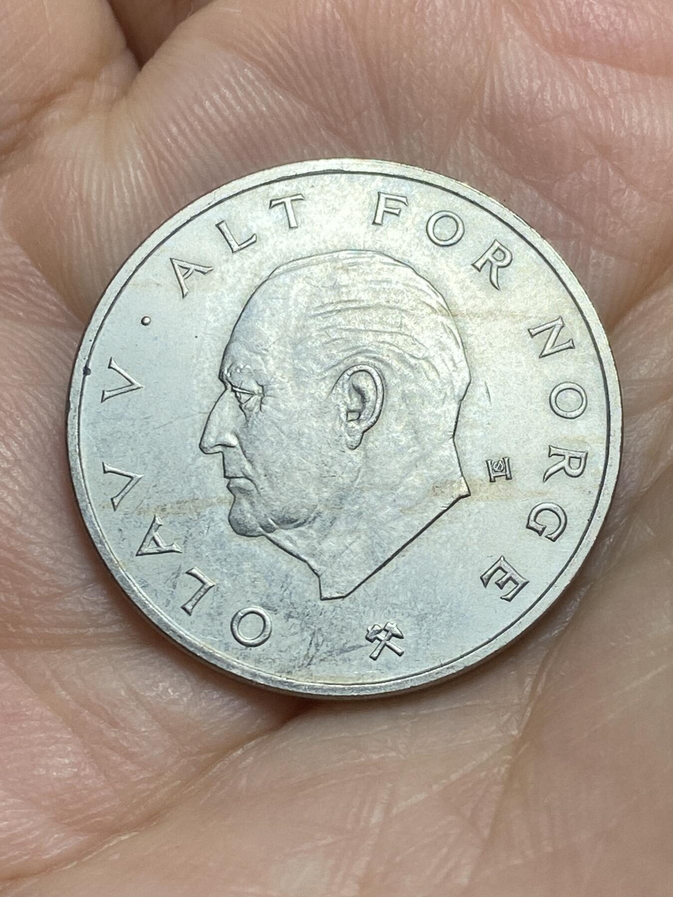 2026年第十七场(总第一百八十六场）外国好品散币场(免佣金) 挪威🇳🇴1974年1克朗(奥拉夫五世第二版，首发年，AB标)