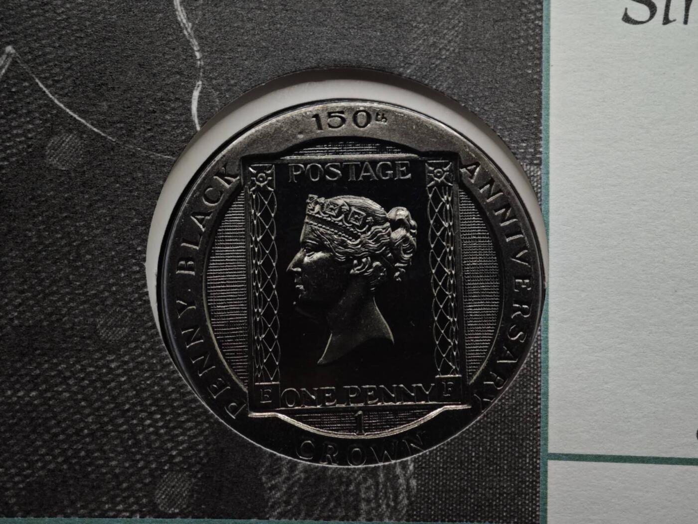 【淘币小摊】限时拍第八百六十二拍  克朗币邮币封场  满百包邮可预留两周  周一统一发货  马恩岛1990年黑便士150周年克朗纪念币邮币封