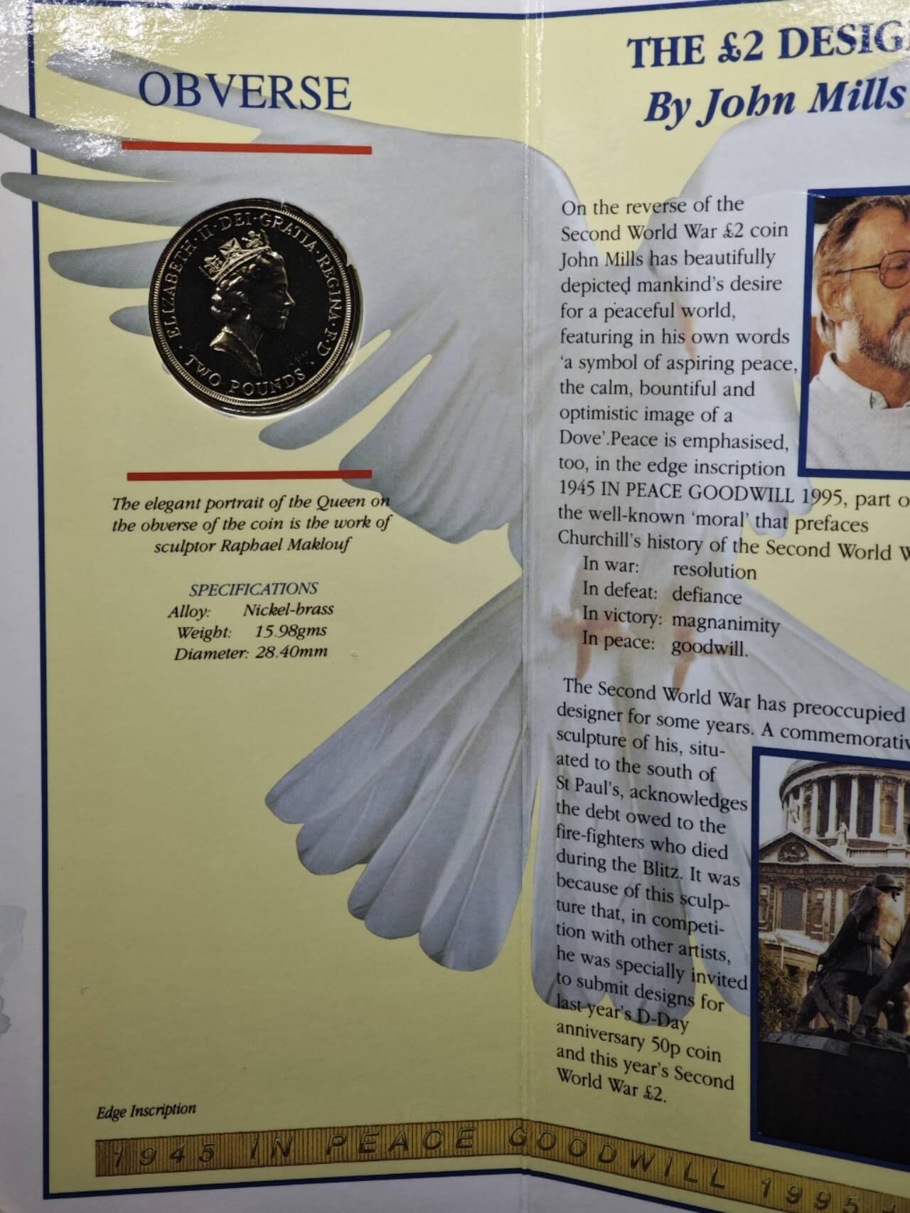 【淘币小摊】限时拍第八百六十二拍  克朗币邮币封场  满百包邮可预留两周  周一统一发货  英国1995年联合国50周年2镑纪念币卡册