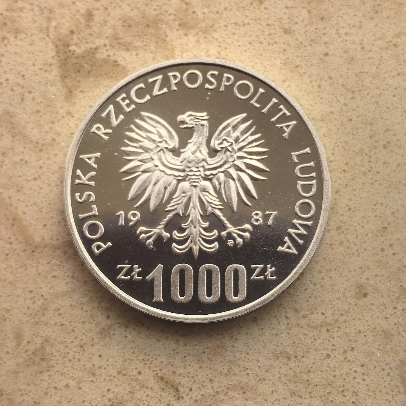 道一币馆币章第一百六十五场 波兰1987年1988年卡尔加里冬季奥运会1000兹罗提精制银币  16.5g 750s 10000