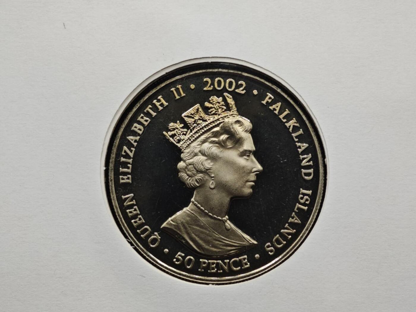 【淘币小摊】限时拍第八百六十二拍  克朗币邮币封场  满百包邮可预留两周  周一统一发货  福克兰群岛2002年女王登基金禧50便士纪念币邮币封