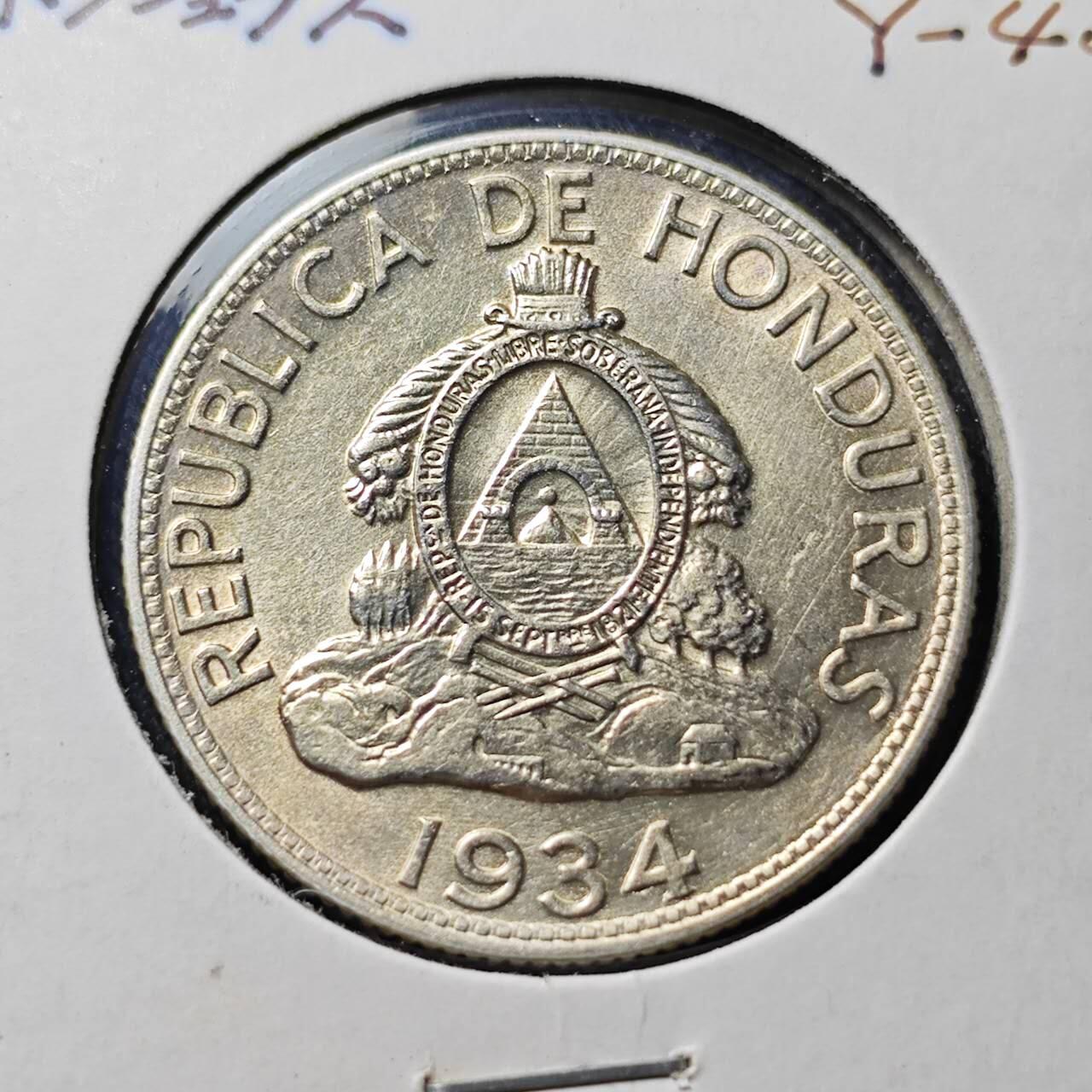KK钱币收藏小铺  第398期 百期特拍（四拍之二） 2月预留时间 周末发货  1934洪都拉斯1伦皮拉银币 12.5克900高银