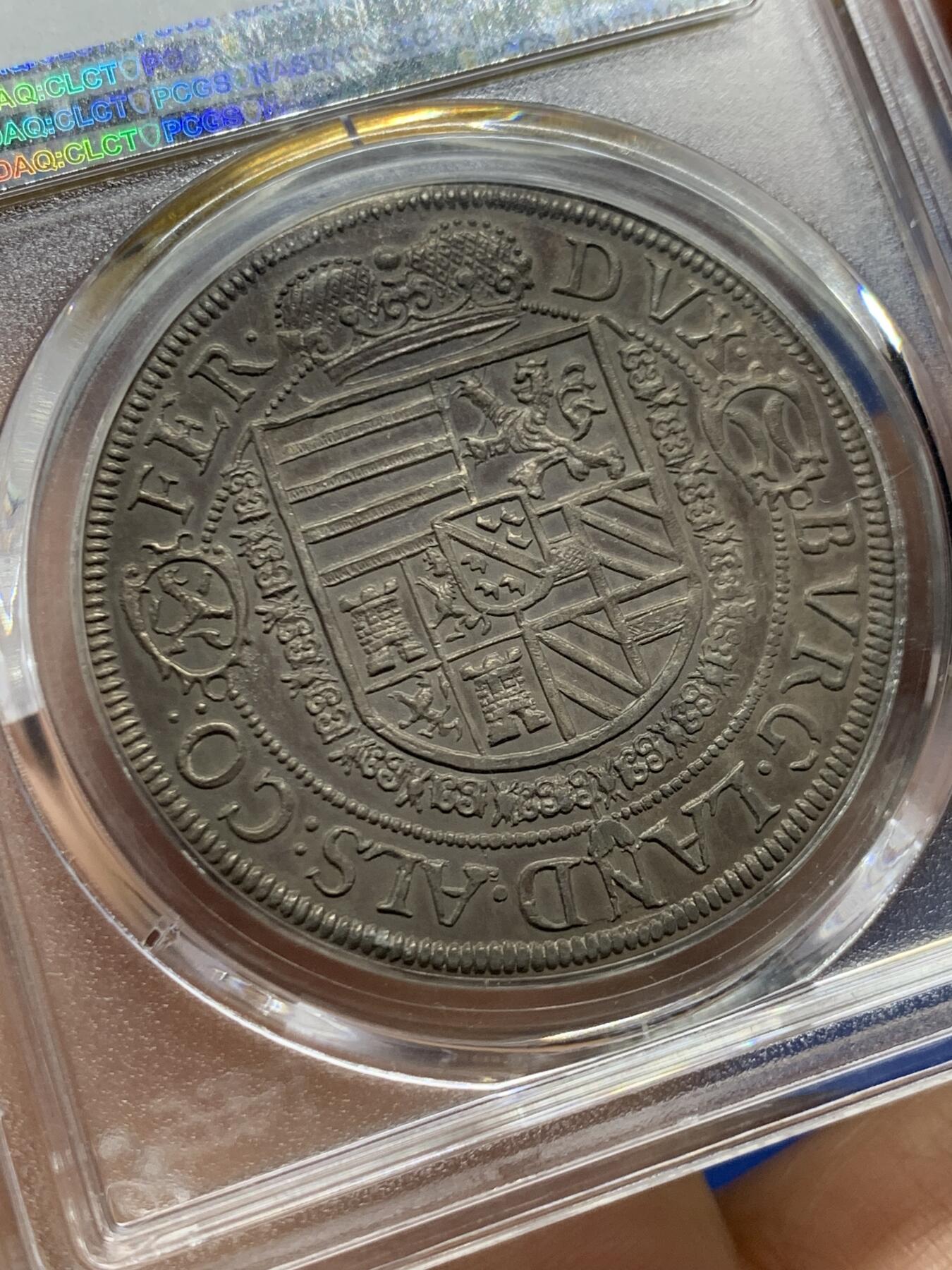 《竞宝斋》第463-465场 周日，周一，周二，3场连拍 （全场包邮）欢迎送拍 PCGS MS62 神圣罗马帝国 1632年上阿尔萨斯伯爵领地 利奥波德五世 泰勒大银币 仅发行量2年 63分的成交1.6W多