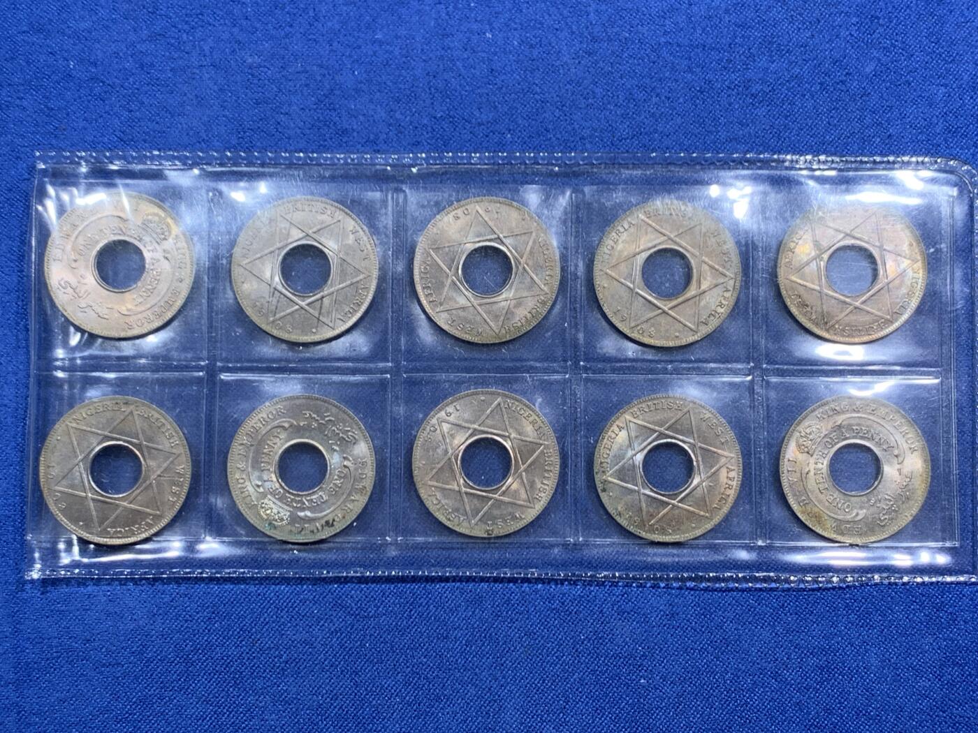 《竞宝斋》第463-465场 周日，周一，周二，3场连拍 （全场包邮）欢迎送拍 10枚一组 好品原光 英属西非1908年爱德华七世1/10便士