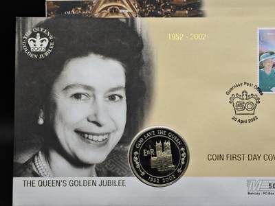 【淘币小摊】限时拍第八百六十二拍  克朗币邮币封场  满百包邮可预留两周  周一统一发货  - 阿桑松2002年女王登基金禧50便士纪念币邮币封