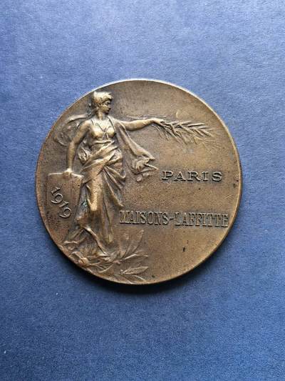 铜章专场 - 1919年法国铜章，22届射击节，直径4cm