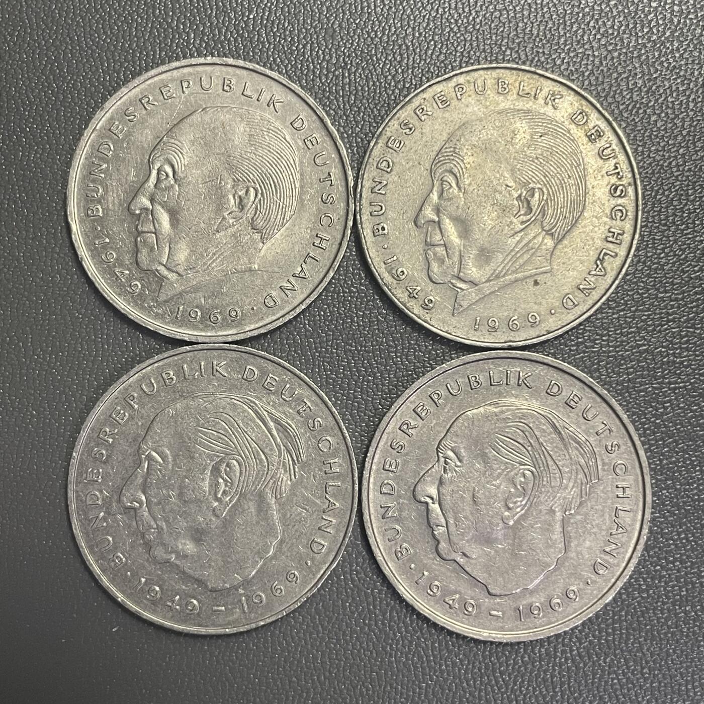 回流0207 联邦德国（西德）2马克纪念币4枚