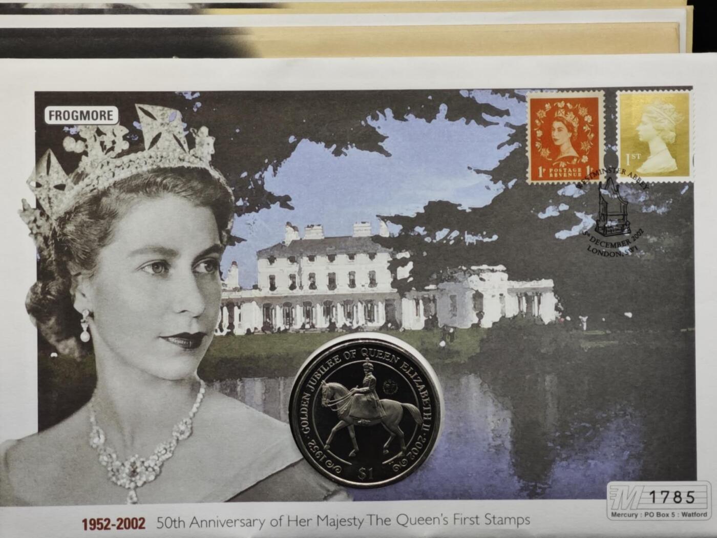 【淘币小摊】限时拍第八百六十二拍  克朗币邮币封场  满百包邮可预留两周  周一统一发货  英属维尔京2002年女王登基金禧1元纪念币邮币封