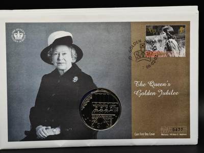 【淘币小摊】限时拍第八百六十二拍  克朗币邮币封场  满百包邮可预留两周  周一统一发货  - 斐济2002年女王登基金禧1元纪念币邮币封