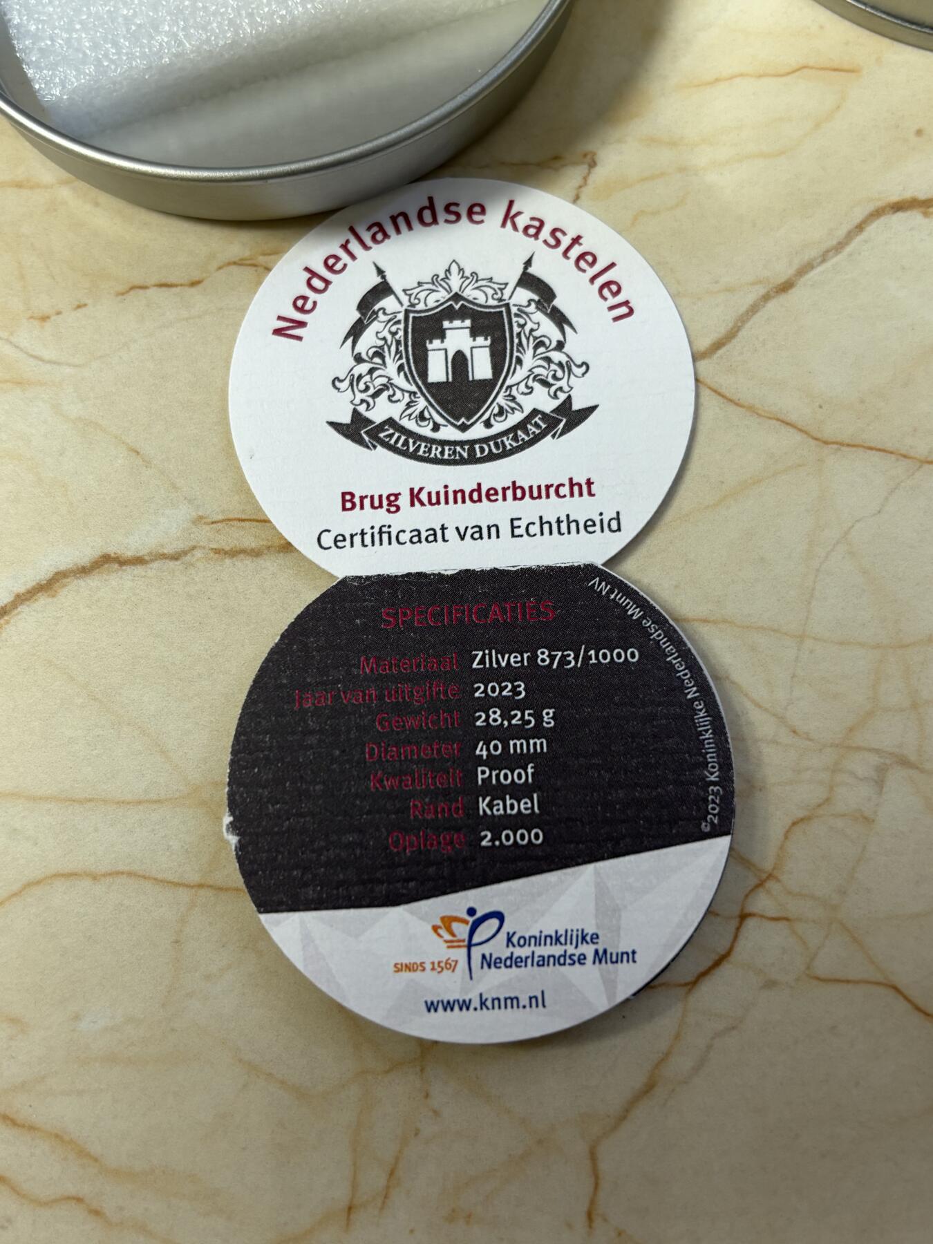 第190期拍卖 荷兰2022年杜卡特城堡系列Coevorden 城堡纪念银章，837银，28.25克，发行2000枚