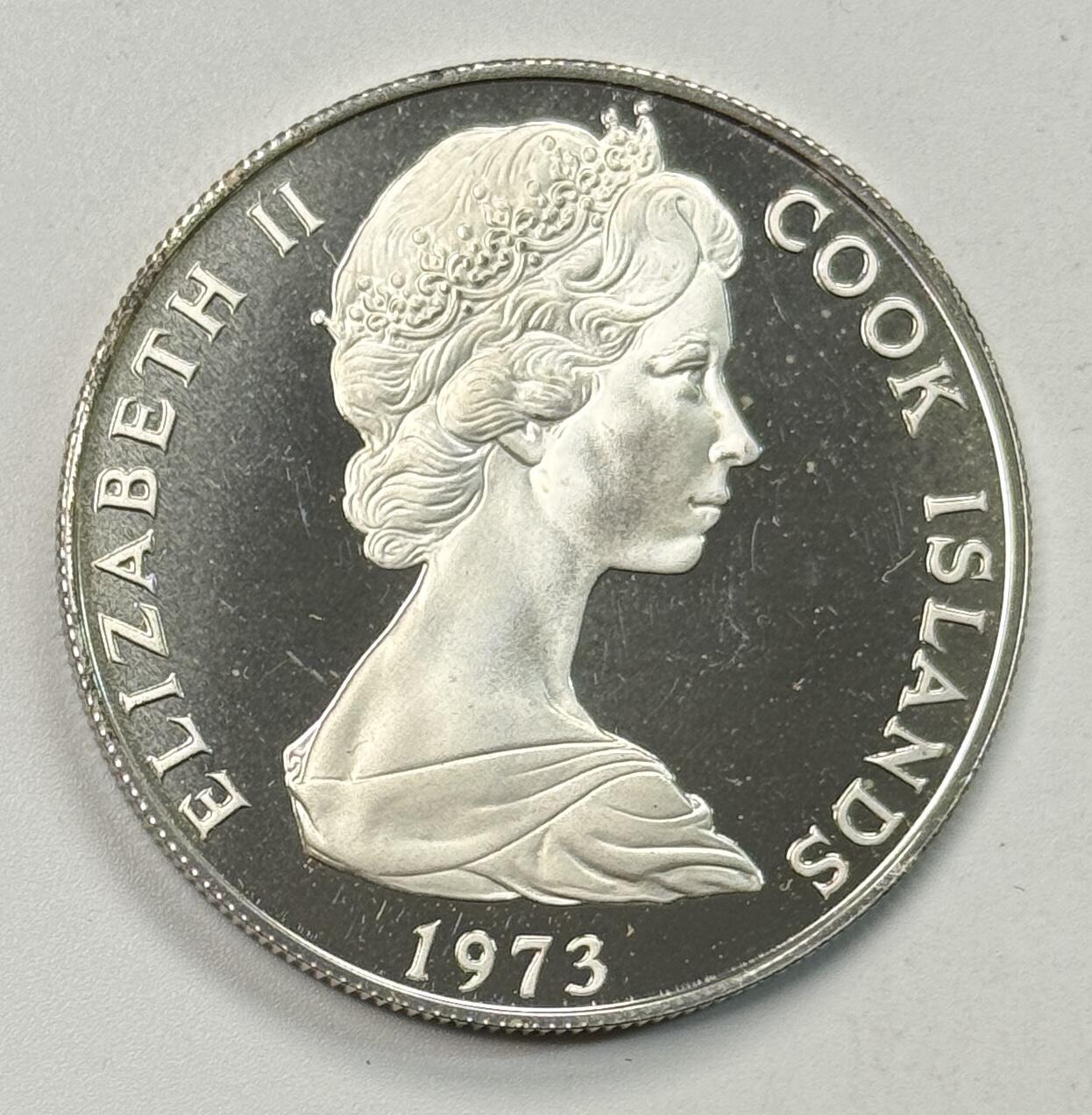 S&S Numismatic世界钱币-拍卖 第120期  库克群岛1973年 詹姆斯·库克船长的第二次太平洋航行 2.5元精制纪念银币 27.35克925银