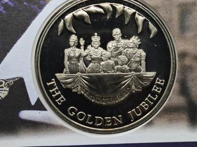 【淘币小摊】限时拍第八百六十二拍  克朗币邮币封场  满百包邮可预留两周  周一统一发货  - 福克兰群岛2002年女王登基金禧50便士纪念币邮币封