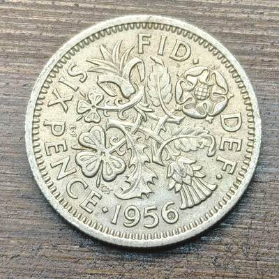 【铜匠收藏】★第144★散币专场 不寄存，30包邮。不满30元，支付5元运费。《接受代拍 代送NGC评级》 - 7【无寄存】英国1956年 6便士幸运币