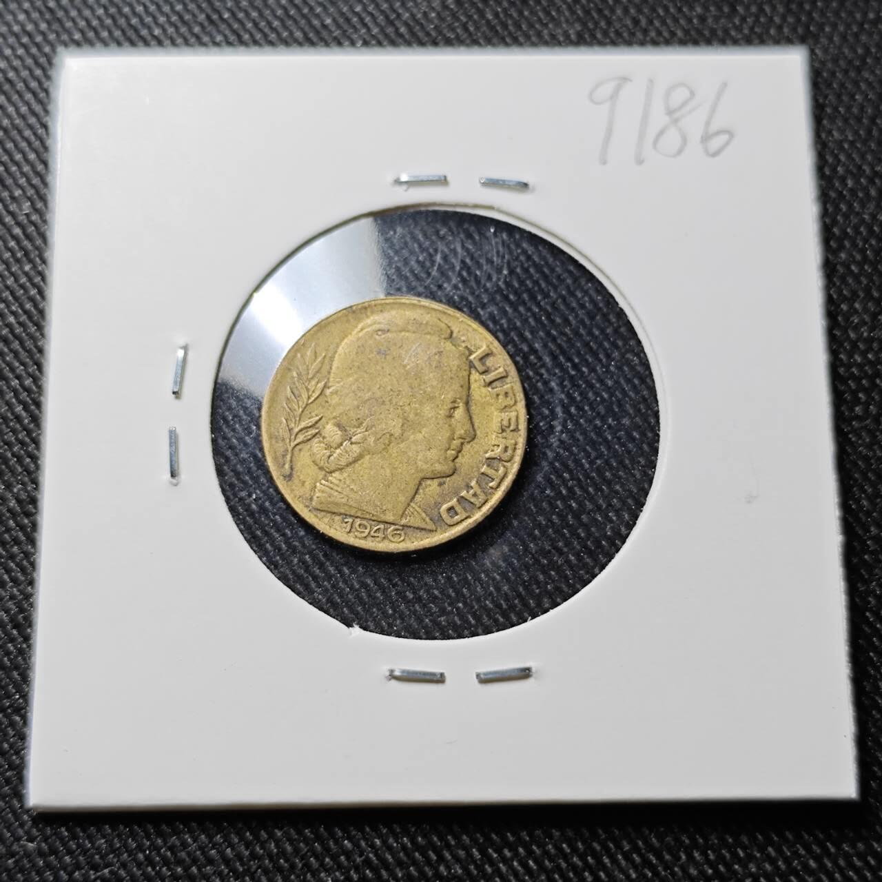 KK钱币收藏小铺  第391期  2月预留时间 周末发货  1946阿根廷5分铜币