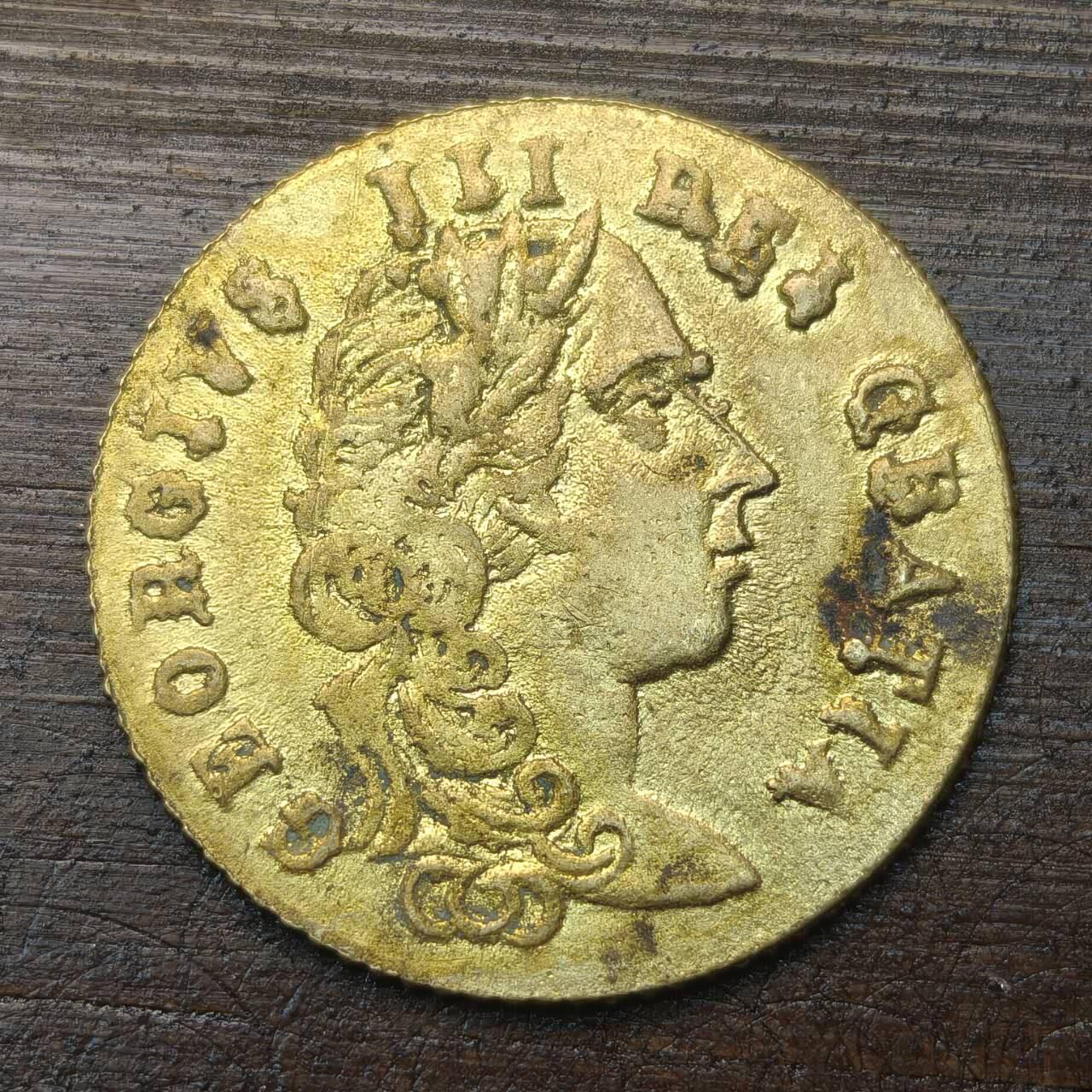 【铜匠收藏】★第143★散币专场 不寄存，30包邮。不满30元，支付5元运费。《接受代拍 代送NGC评级》 61【无寄存】1797年 英国 纪念美好的旧时光 黑桃半几尼游戏代用币