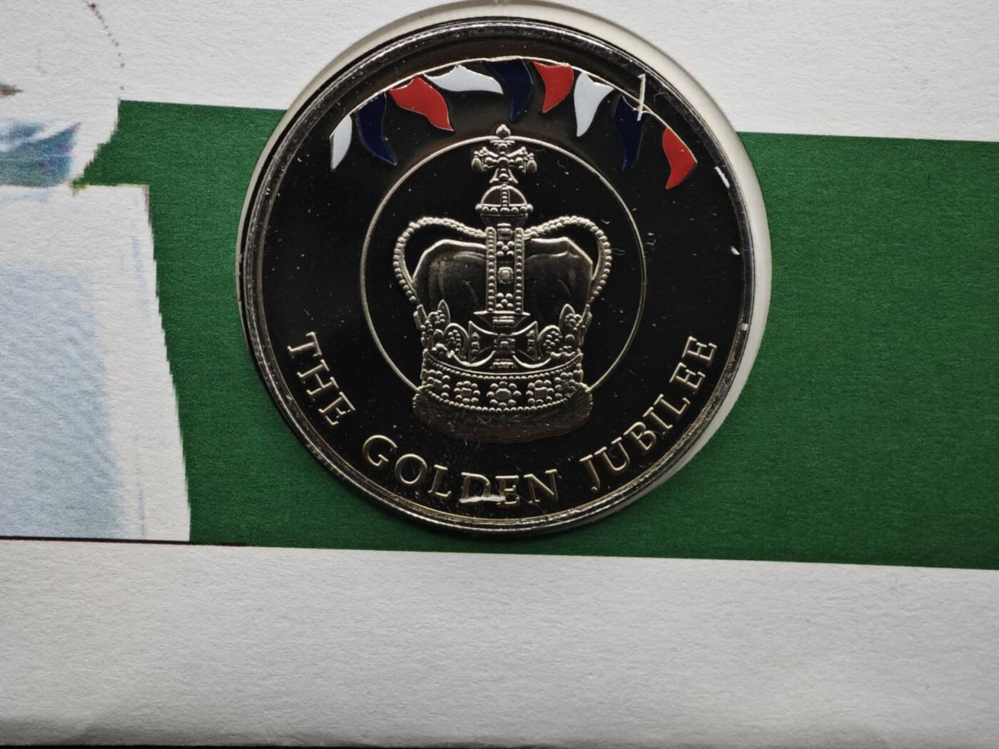 【淘币小摊】限时拍第八百六十二拍  克朗币邮币封场  满百包邮可预留两周  周一统一发货  福克兰群岛2002年女王登基金禧50便士纪念币邮币封