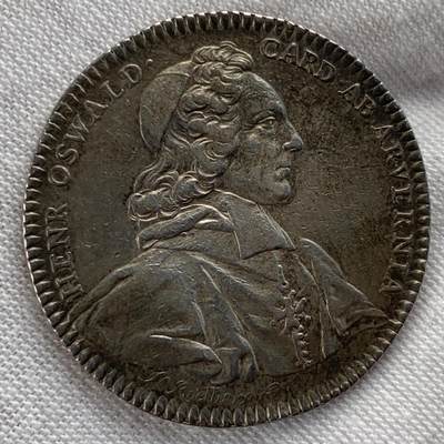 掌中浮雕-藏着的欧洲第052场 - 1745年神圣罗马帝国萨尔茨堡教区银质代币，30.4mm , 8.52g