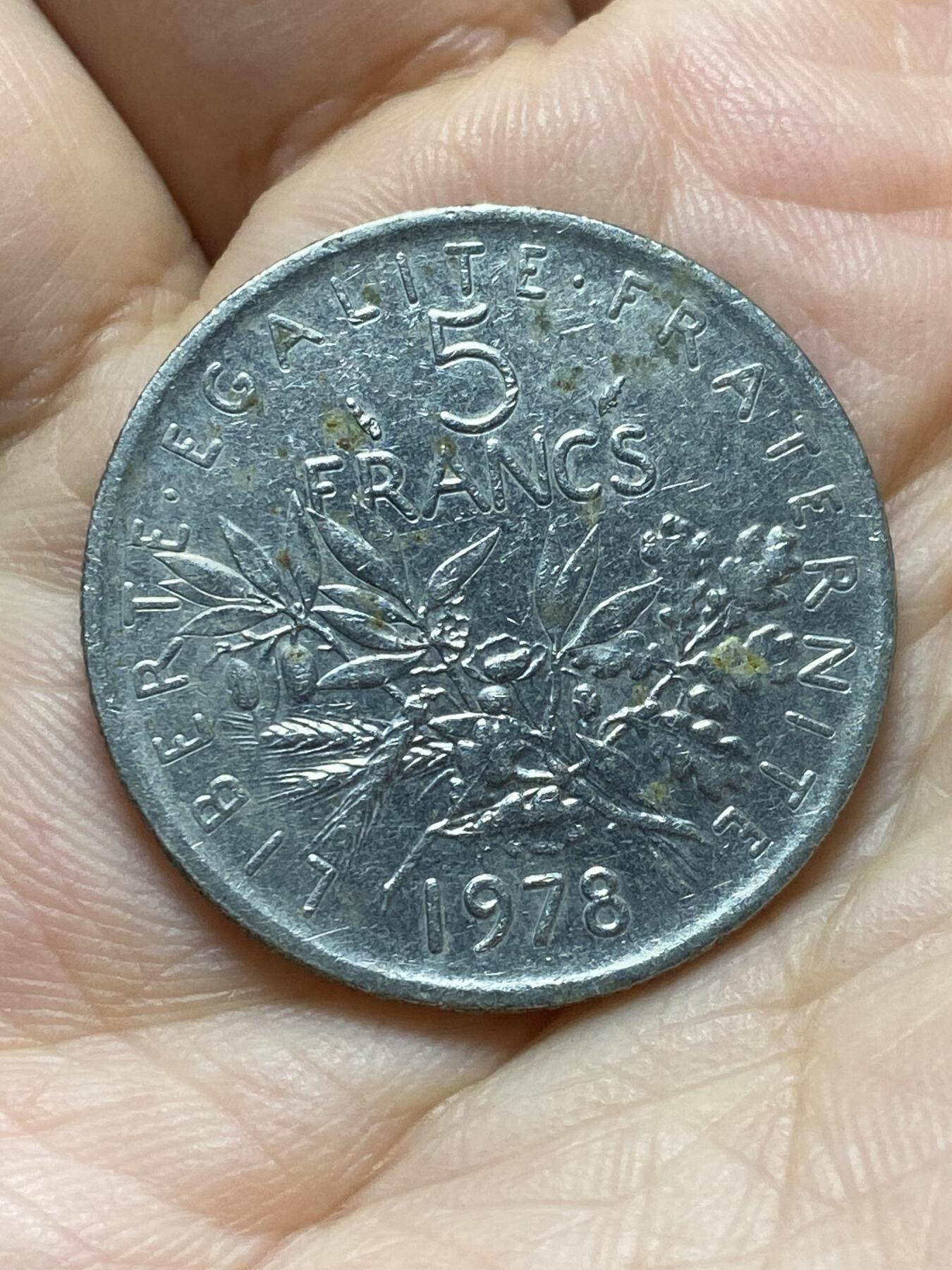 2026年第十七场(总第一百八十六场）外国好品散币场(免佣金) 法国🇫🇷1978年5法郎(Dolphin–海豚标)