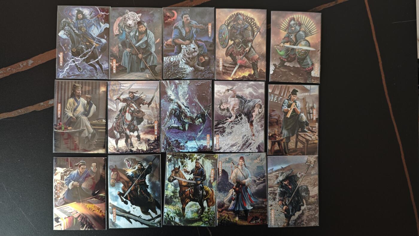 玉楼春卡牌第二期（送拍零佣金，持续收拍） 司马金装水浒 1-24弹 半粗 胡子怪兽 写实天花板 120张带异纹三娘 完美避开红楼，继续跟就是水浒和三国。