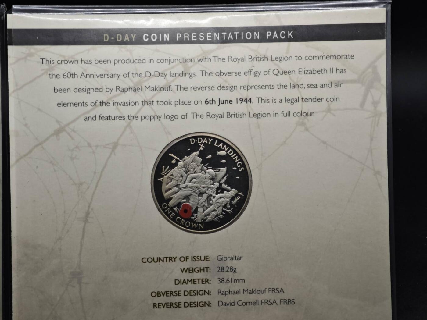 【淘币小摊】限时拍第八百六十二拍  克朗币邮币封场  满百包邮可预留两周  周一统一发货  直布罗陀2004年诺曼底登陆60周年克朗纪念币卡册