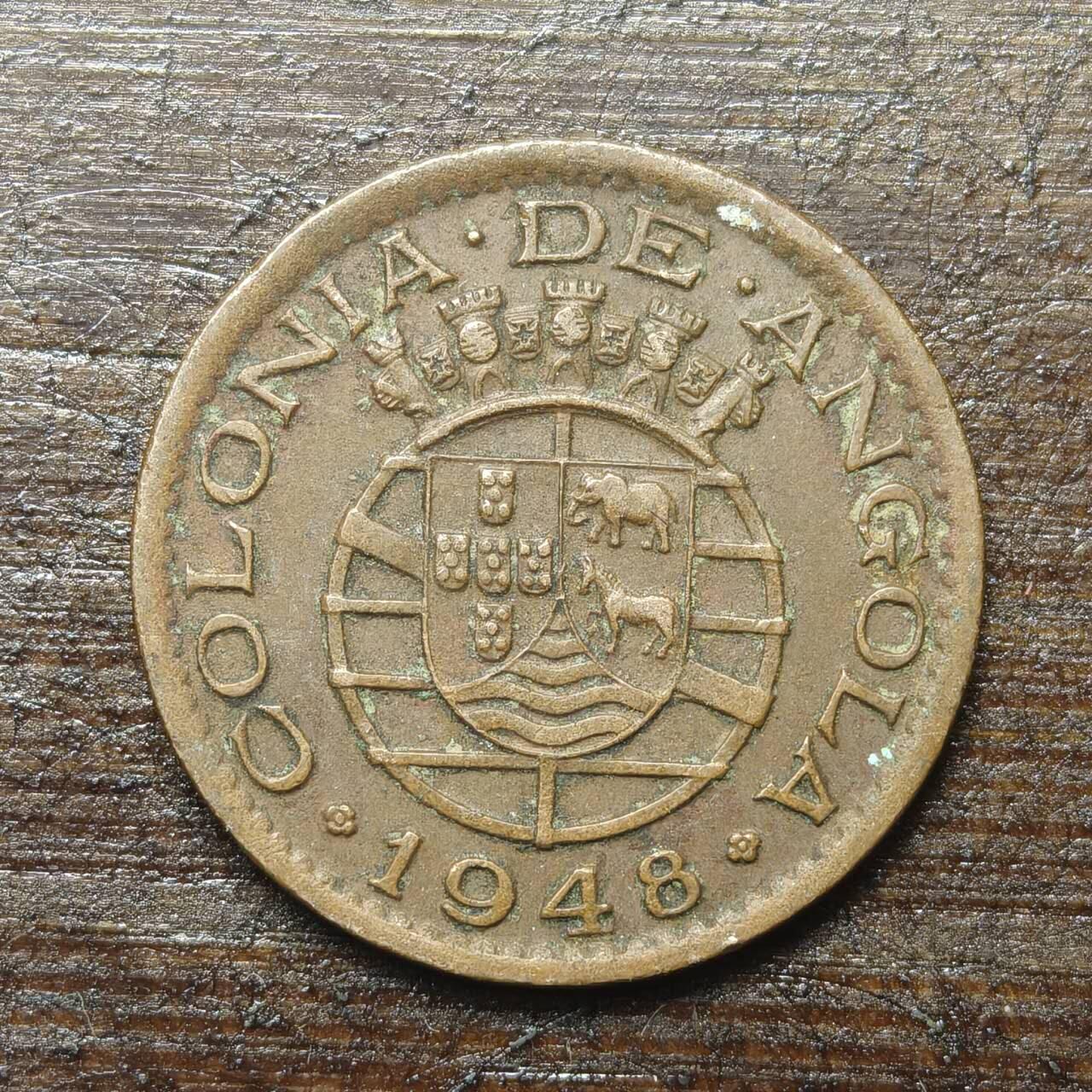 【铜匠收藏】★第143★散币专场 不寄存，30包邮。不满30元，支付5元运费。《接受代拍 代送NGC评级》 44【无寄存】1948年 葡属圣多美和普林西比 20分 青铜币