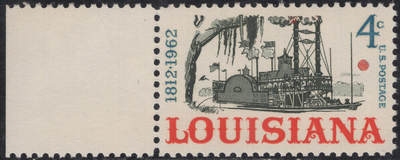 洪涛臻品批发群 精选邮票限时拍卖第1244期  - 1962美国路易斯安那州150年-轮船 雕版1全套带边 原胶全品！
