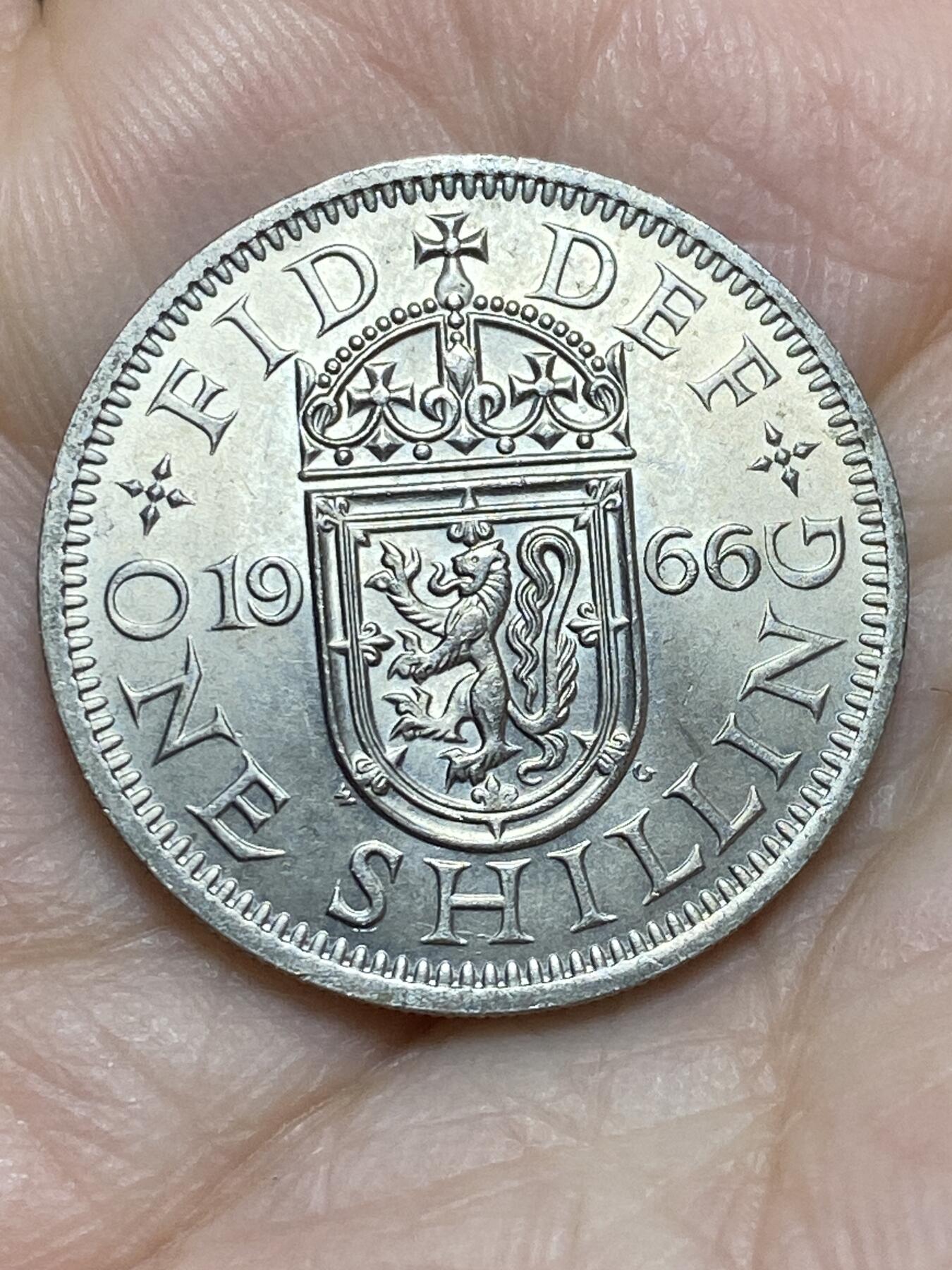 2026年第十七场(总第一百八十六场）外国好品散币场(免佣金) 英国🇬🇧1966年1先令(伊丽莎白二世青年桂冠第二版，苏格兰盾徽版)