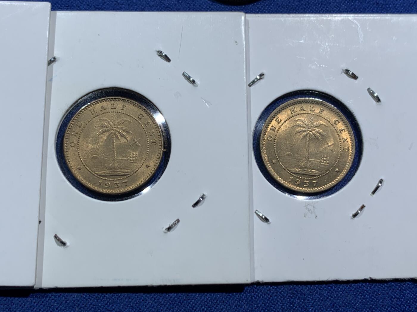 《竞宝斋》第463-465场 周日，周一，周二，3场连拍 （全场包邮）欢迎送拍 五枚一组 英国银币2枚（1946乔六1先令+1944乔六6便士）+利比里亚大象1/2分3枚（1937年2枚+1941年1枚）可送评级 利比里亚3枚卷拆原光