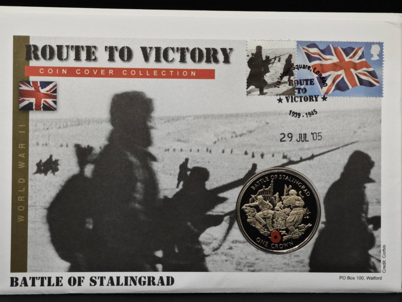 【淘币小摊】限时拍第八百六十二拍  克朗币邮币封场  满百包邮可预留两周  周一统一发货  直布罗陀2004年二战胜利节点克朗纪念币邮币封