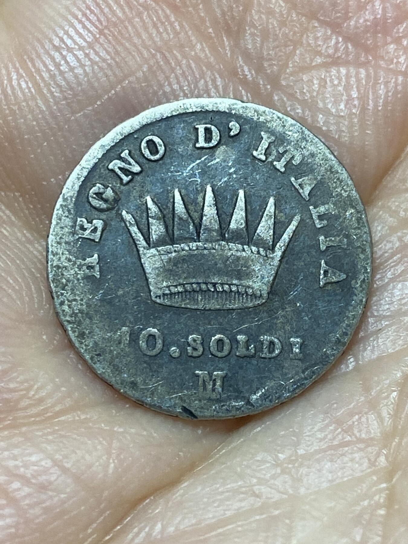 2026年第十七场(总第一百八十六场）外国好品散币场(免佣金) 少见–拿破仑意大利王国1811年10索尔迪银币(等值1/2里拉，拿破仑一世时期，M标米兰造，900高银)