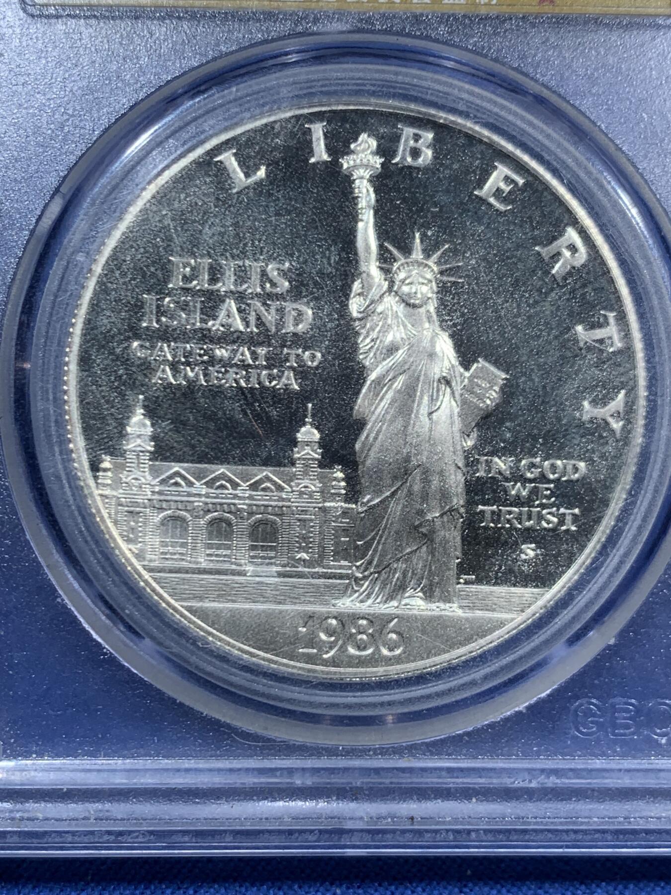 《竞宝斋》第463-465场 周日，周一，周二，3场连拍 （全场包邮）欢迎送拍 公博 MS67 美国1986年自由女神纪念银币