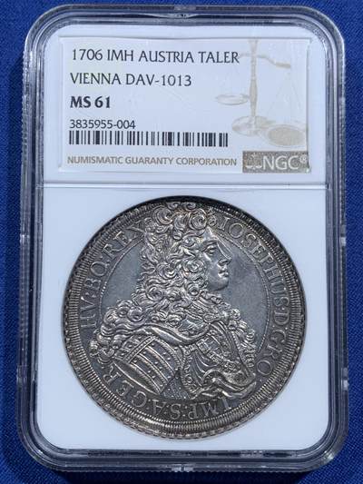 《竞宝斋》第463-465场 周日，周一，周二，3场连拍 （全场包邮）欢迎送拍 - NGC MS61 神圣罗马帝国 1706年 约瑟夫二世1泰勒银币 维也纳厂铸造