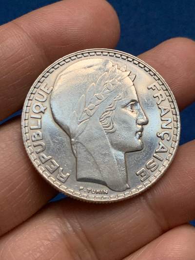 《竞宝斋》第463-465场 周日，周一，周二，3场连拍 （全场包邮）欢迎送拍 - 法国 1933年 谷物女神20法郎银币 20克 680银