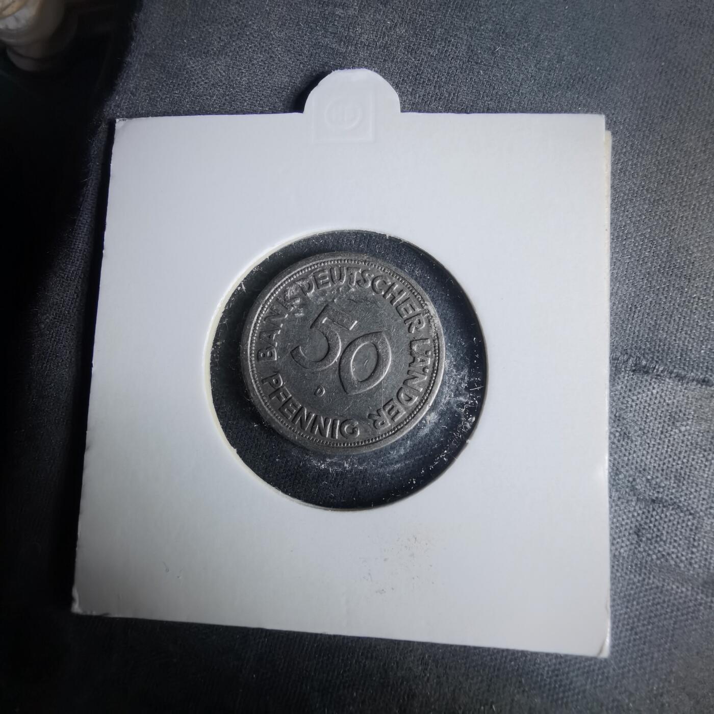 沼泽如烟--第981场 德国1949年50芬尼银行版