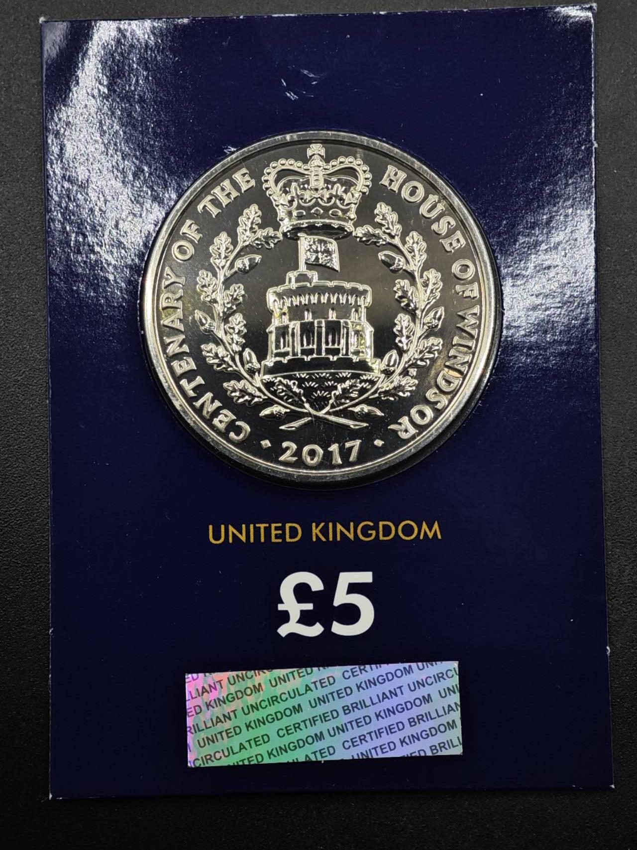 【淘币小摊】限时拍第八百六十二拍  克朗币邮币封场  满百包邮可预留两周  周一统一发货  英国2017年温莎城堡5镑纪念币