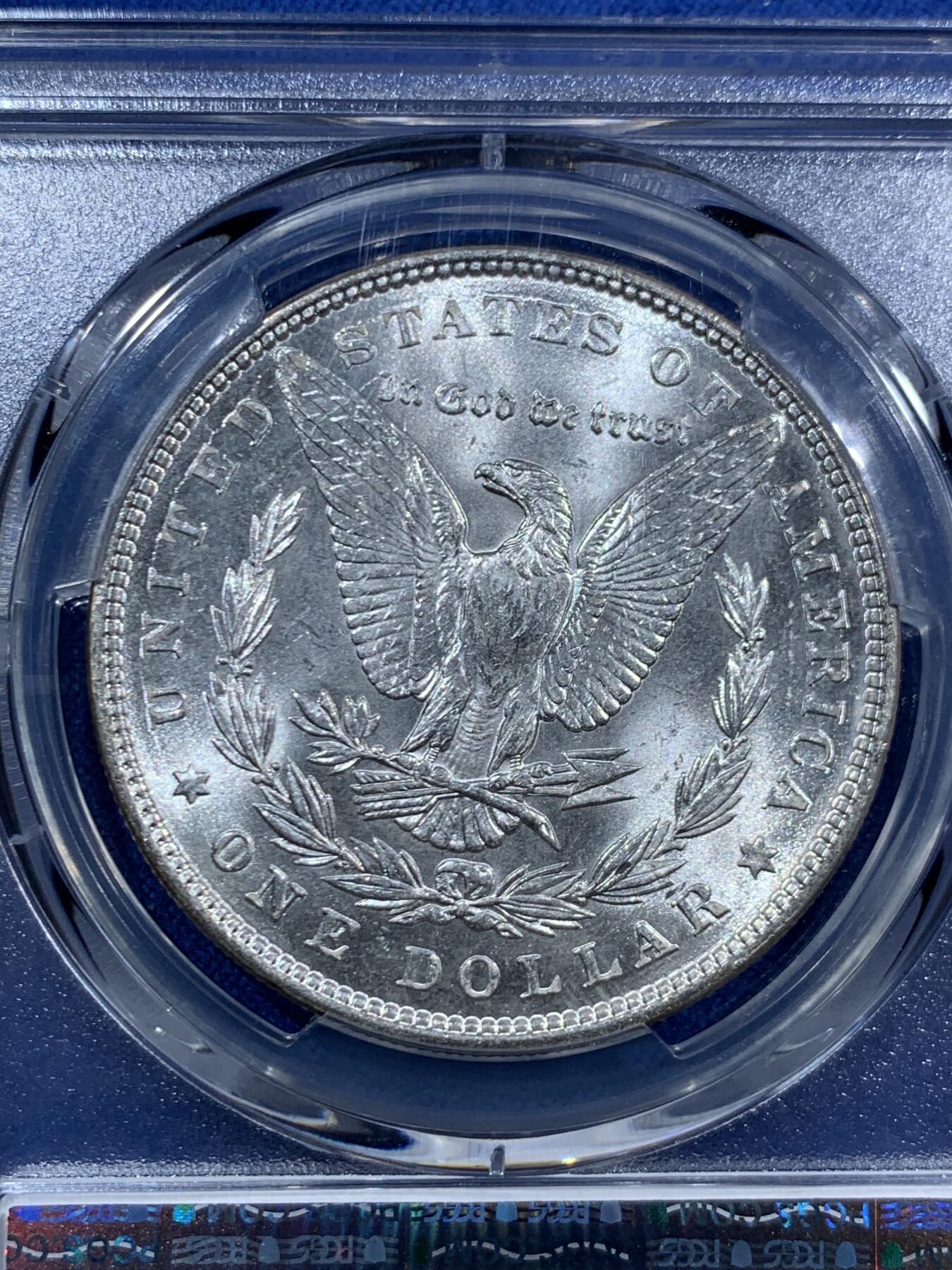 《竞宝斋》第463-465场 周日，周一，周二，3场连拍 （全场包邮）欢迎送拍 PCGS MS65 美国 1887年 1美元 摩根银币 底板光度非常足 同分中好品