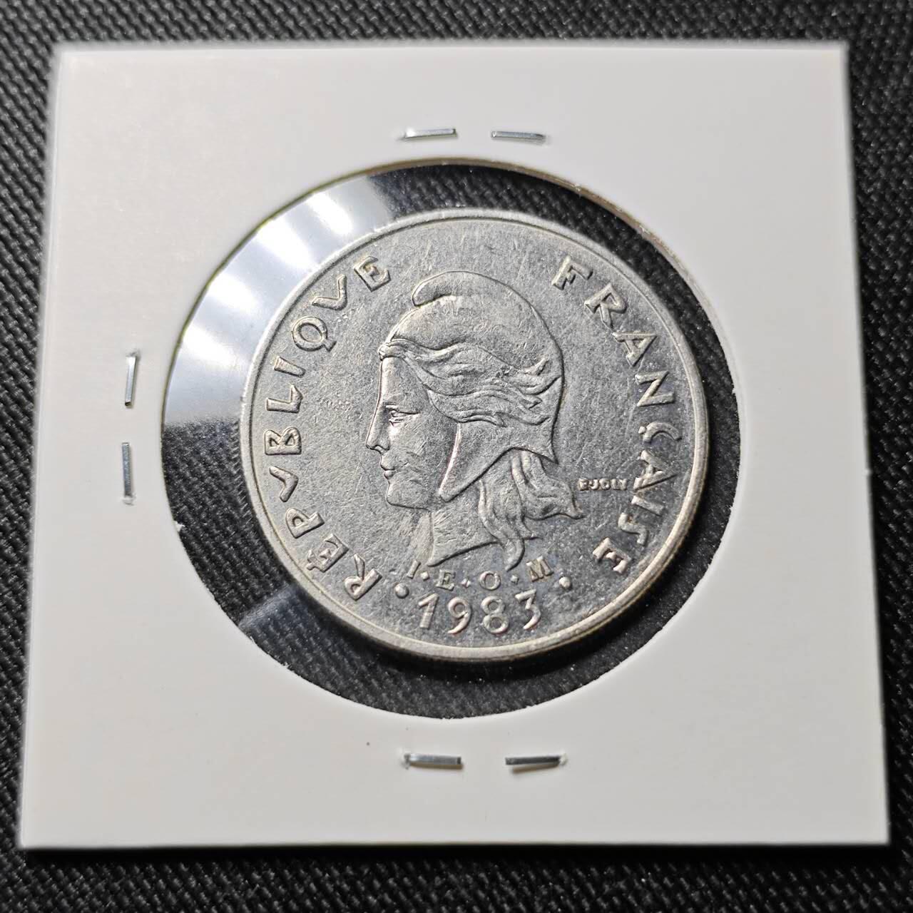 KK钱币收藏小铺  第391期  2月预留时间 周末发货 1983 法属波利尼西亚20法郎