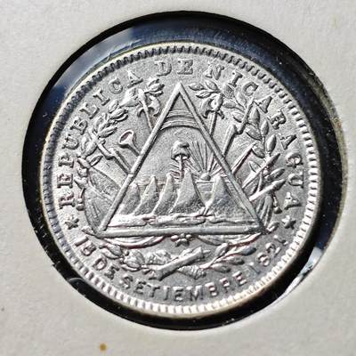 KK钱币收藏小铺  第398期 百期特拍（四拍之二） 2月预留时间 周末发货 -  1887尼加拉瓜10分银币 深打