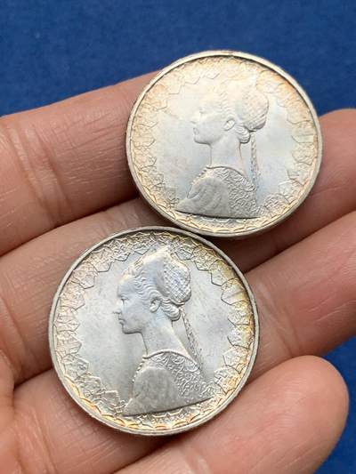 《竞宝斋》第463-465场 周日，周一，周二，3场连拍 （全场包邮）欢迎送拍 - 两枚一组 意大利500里拉银币 极美包浆