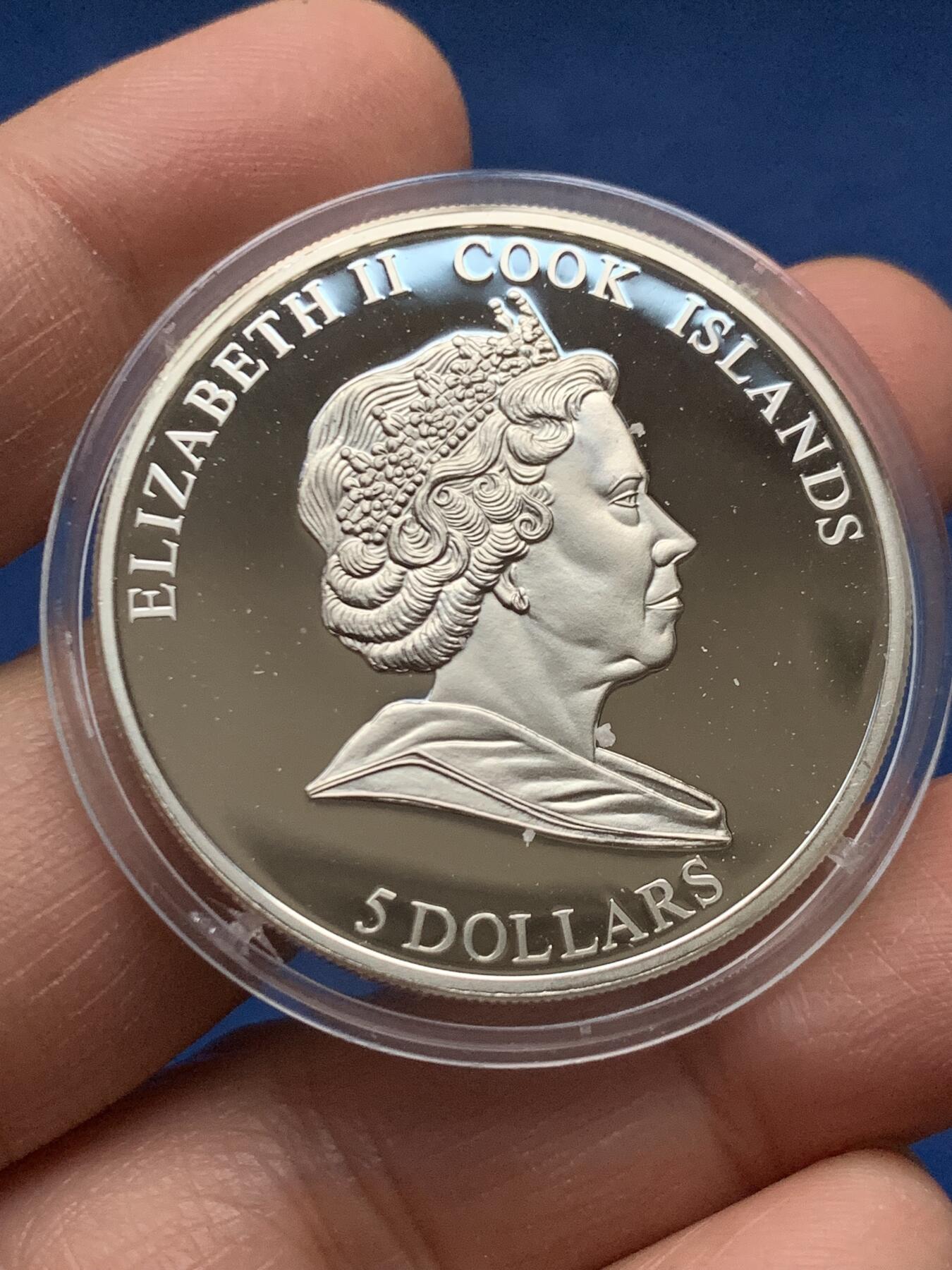 《竞宝斋》第463-465场 周日，周一，周二，3场连拍 （全场包邮）欢迎送拍 库克群岛2008年濒危野生动物-企鹅5元精制银币 925银 24.5克