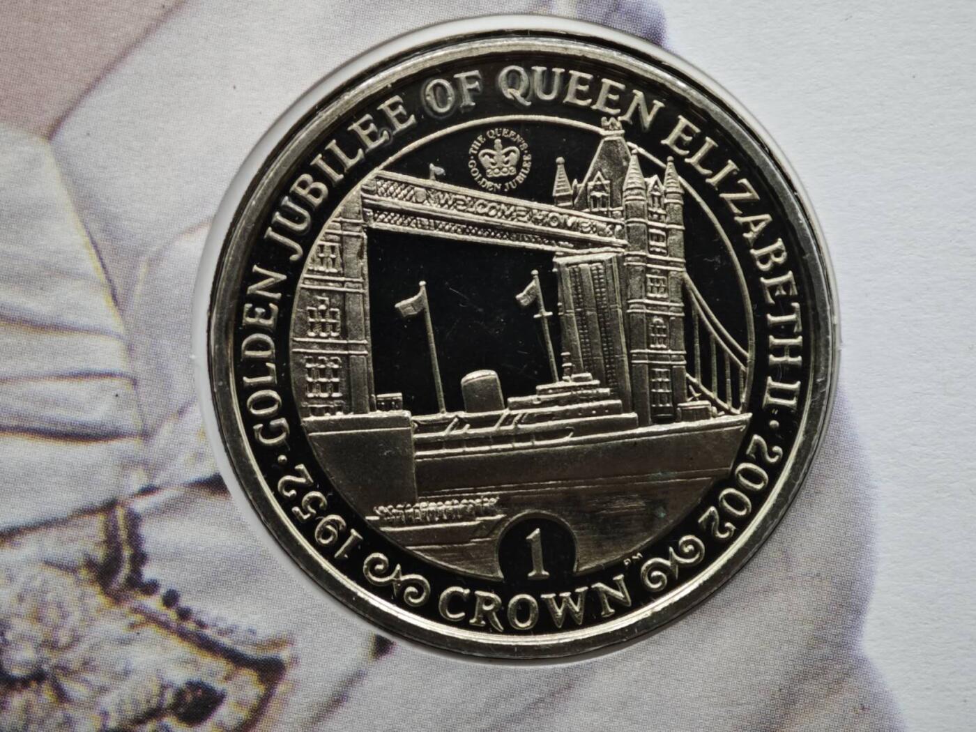 【淘币小摊】限时拍第八百六十二拍  克朗币邮币封场  满百包邮可预留两周  周一统一发货  直布罗陀2002年女王登基金禧克朗纪念币邮币封