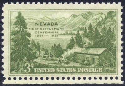 洪涛臻品批发群 精选邮票限时拍卖第1244期  - 1951美国内华达州移民百年-卡森山谷风光 1全新 雕刻版原胶全品！