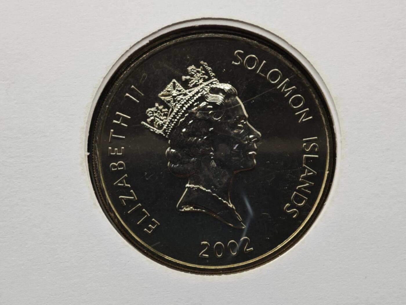 【淘币小摊】限时拍第八百六十二拍  克朗币邮币封场  满百包邮可预留两周  周一统一发货  所罗门2002年女王登基金禧5元纪念币邮币封